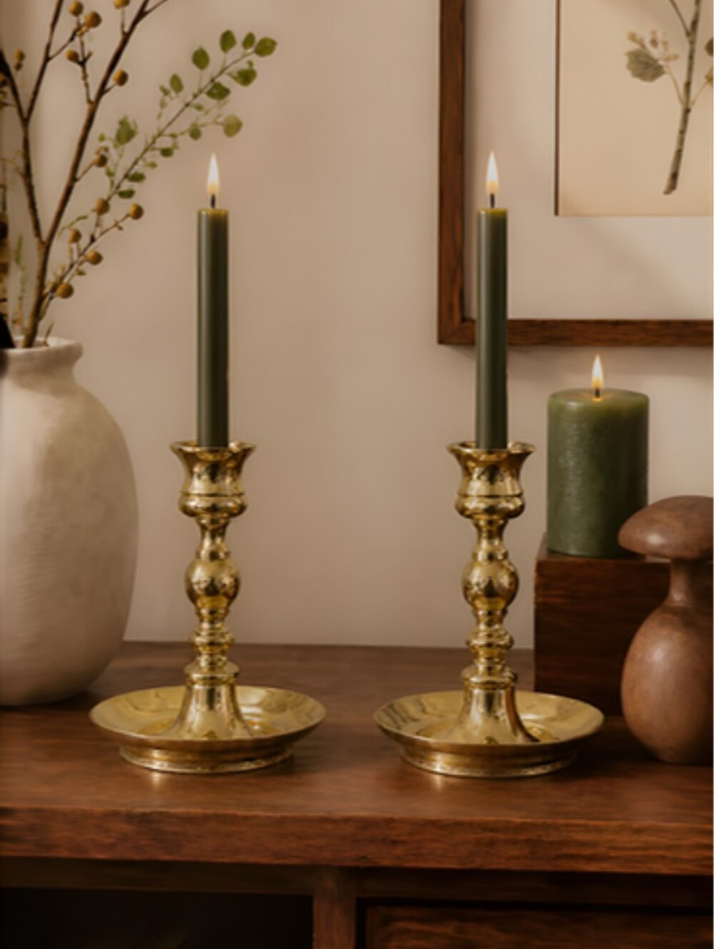 Vintage BALDWIN Brass 5" Pair of Candlestick Holders
